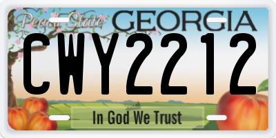 GA license plate CWY2212