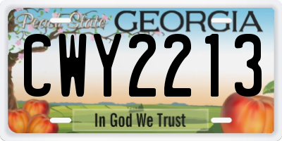 GA license plate CWY2213