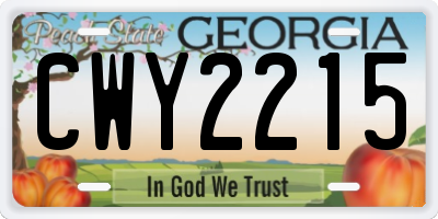 GA license plate CWY2215