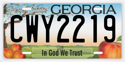 GA license plate CWY2219