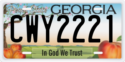GA license plate CWY2221