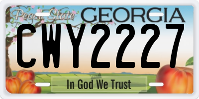 GA license plate CWY2227