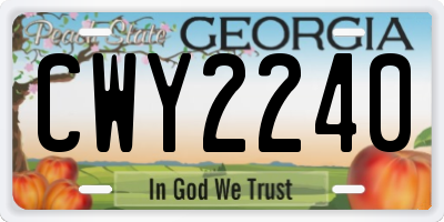 GA license plate CWY2240