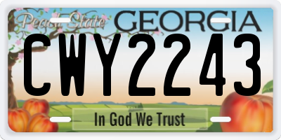 GA license plate CWY2243