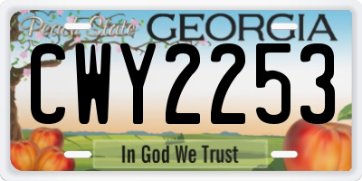 GA license plate CWY2253