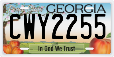 GA license plate CWY2255