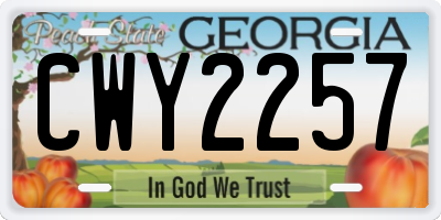 GA license plate CWY2257