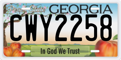 GA license plate CWY2258