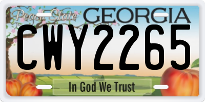 GA license plate CWY2265