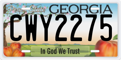 GA license plate CWY2275