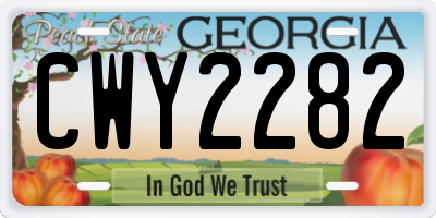 GA license plate CWY2282