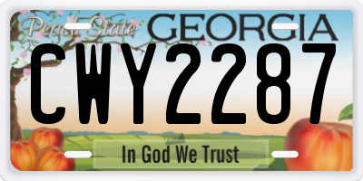 GA license plate CWY2287
