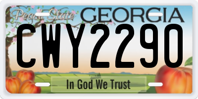 GA license plate CWY2290