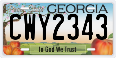 GA license plate CWY2343