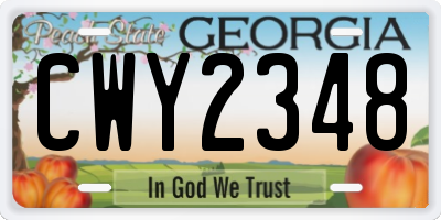 GA license plate CWY2348