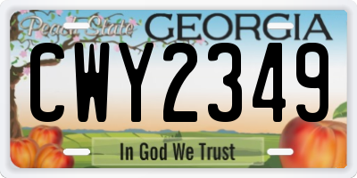 GA license plate CWY2349