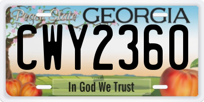 GA license plate CWY2360