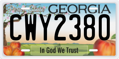 GA license plate CWY2380