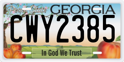 GA license plate CWY2385