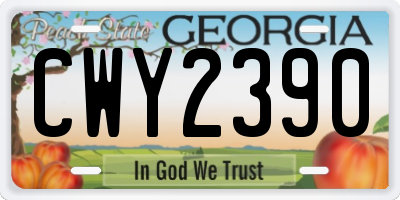 GA license plate CWY2390