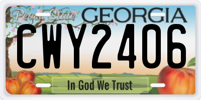 GA license plate CWY2406