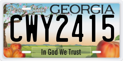 GA license plate CWY2415
