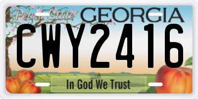 GA license plate CWY2416
