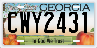 GA license plate CWY2431
