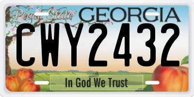 GA license plate CWY2432