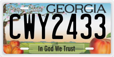 GA license plate CWY2433