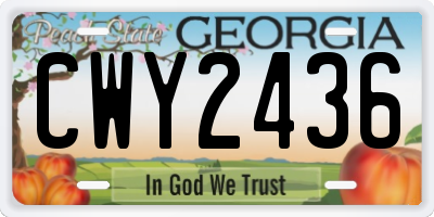 GA license plate CWY2436