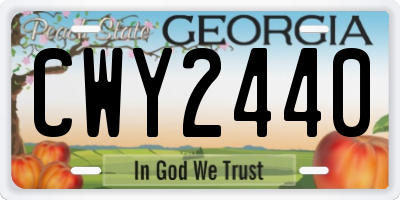 GA license plate CWY2440