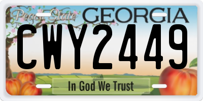 GA license plate CWY2449