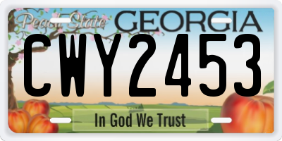 GA license plate CWY2453
