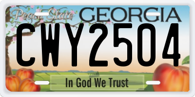 GA license plate CWY2504