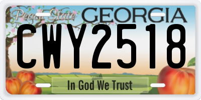 GA license plate CWY2518