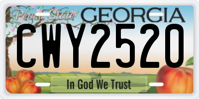 GA license plate CWY2520