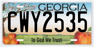 GA license plate CWY2535