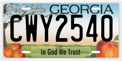 GA license plate CWY2540