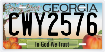 GA license plate CWY2576