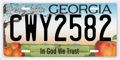 GA license plate CWY2582