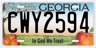 GA license plate CWY2594