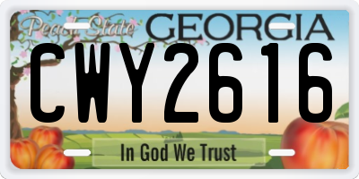 GA license plate CWY2616