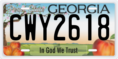 GA license plate CWY2618