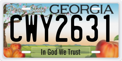 GA license plate CWY2631