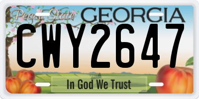 GA license plate CWY2647