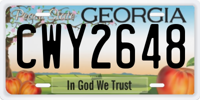 GA license plate CWY2648