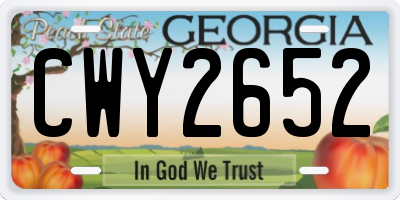 GA license plate CWY2652