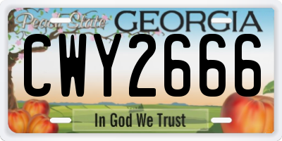 GA license plate CWY2666