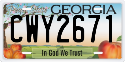 GA license plate CWY2671
